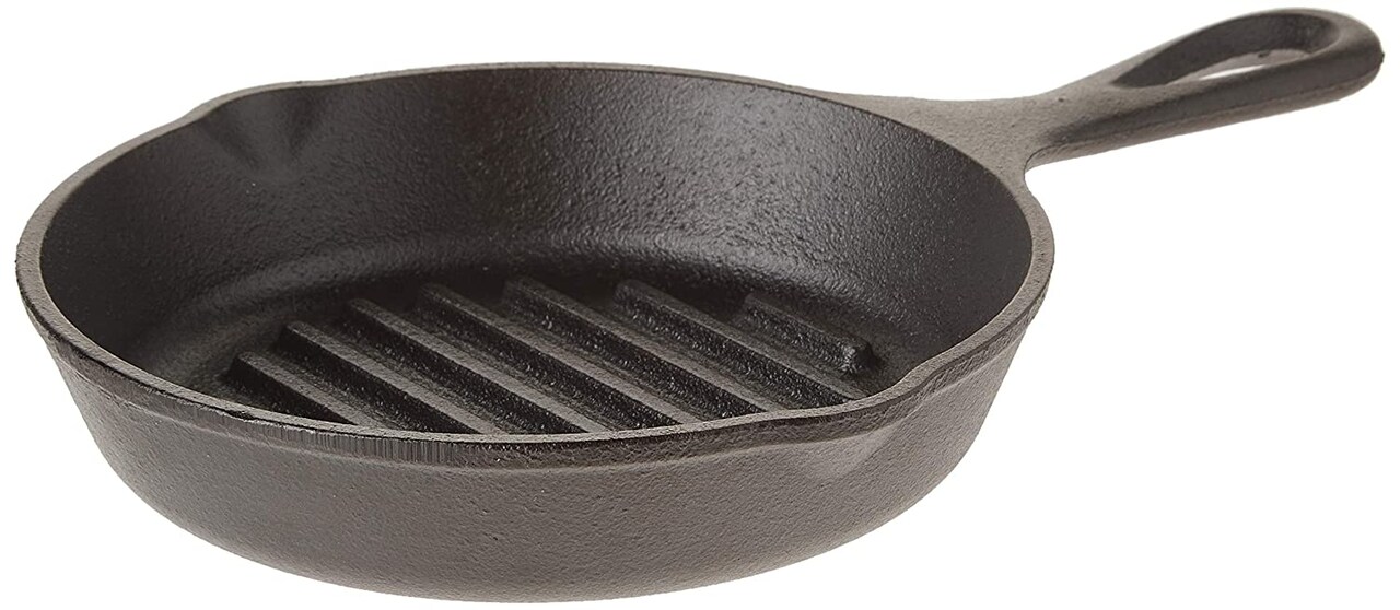 Lodge L3GP Seasoned Cast Iron Ribbed Grill Pan 6.5 for Stove